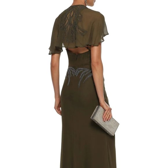 Haute Hippie Dresses & Skirts - Haute Hippie Shaded Palm Bead Silk Gown NWT